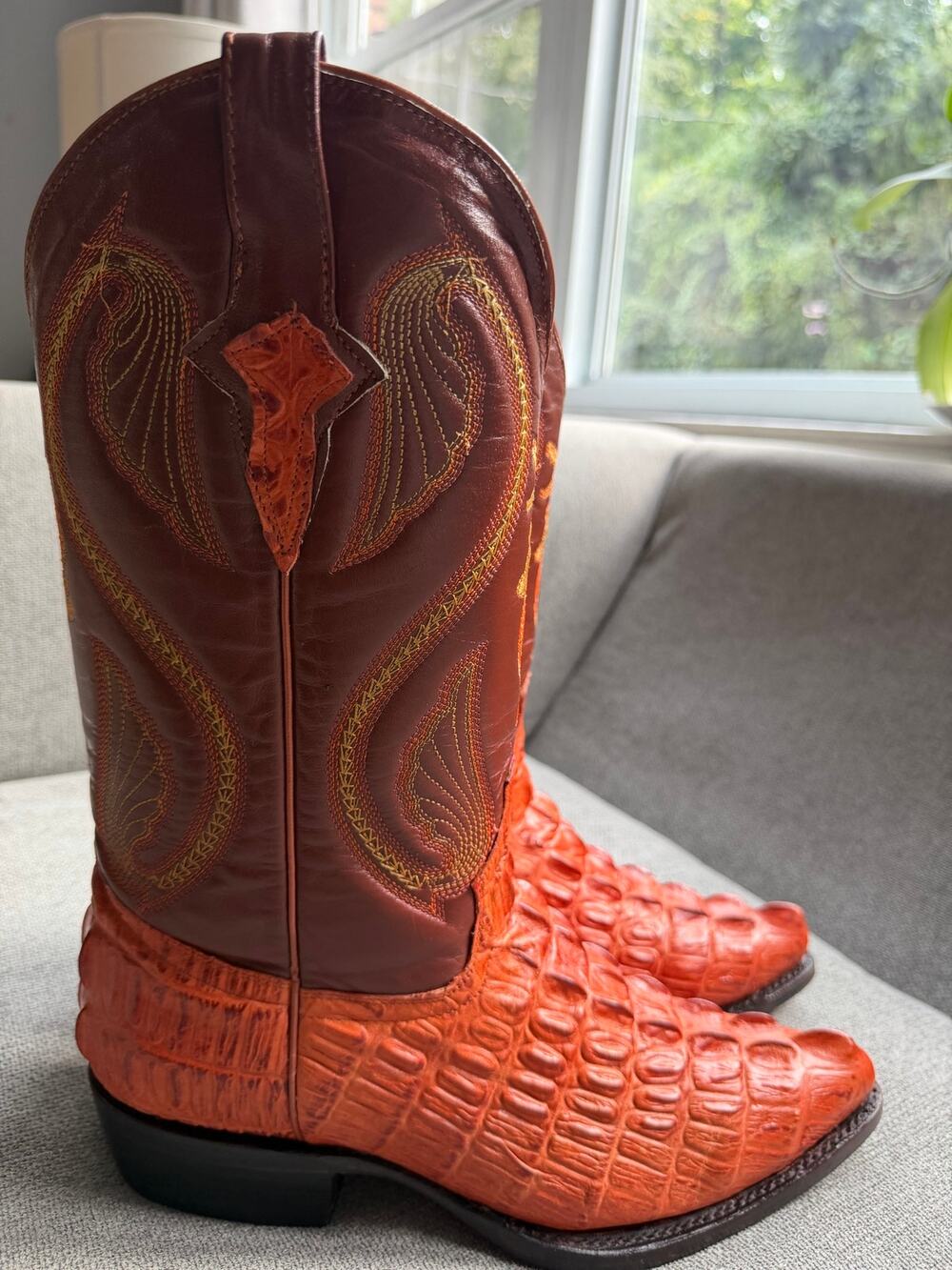 Campo Alegre Crocodile Boots Mens 7.5 Leather Pointed Toe Wester Mexico